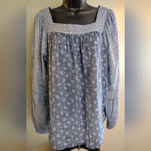 LC Lauren Conrad Paisley Blouse, Blue, Long sleeve, Size Large, Great Condition!